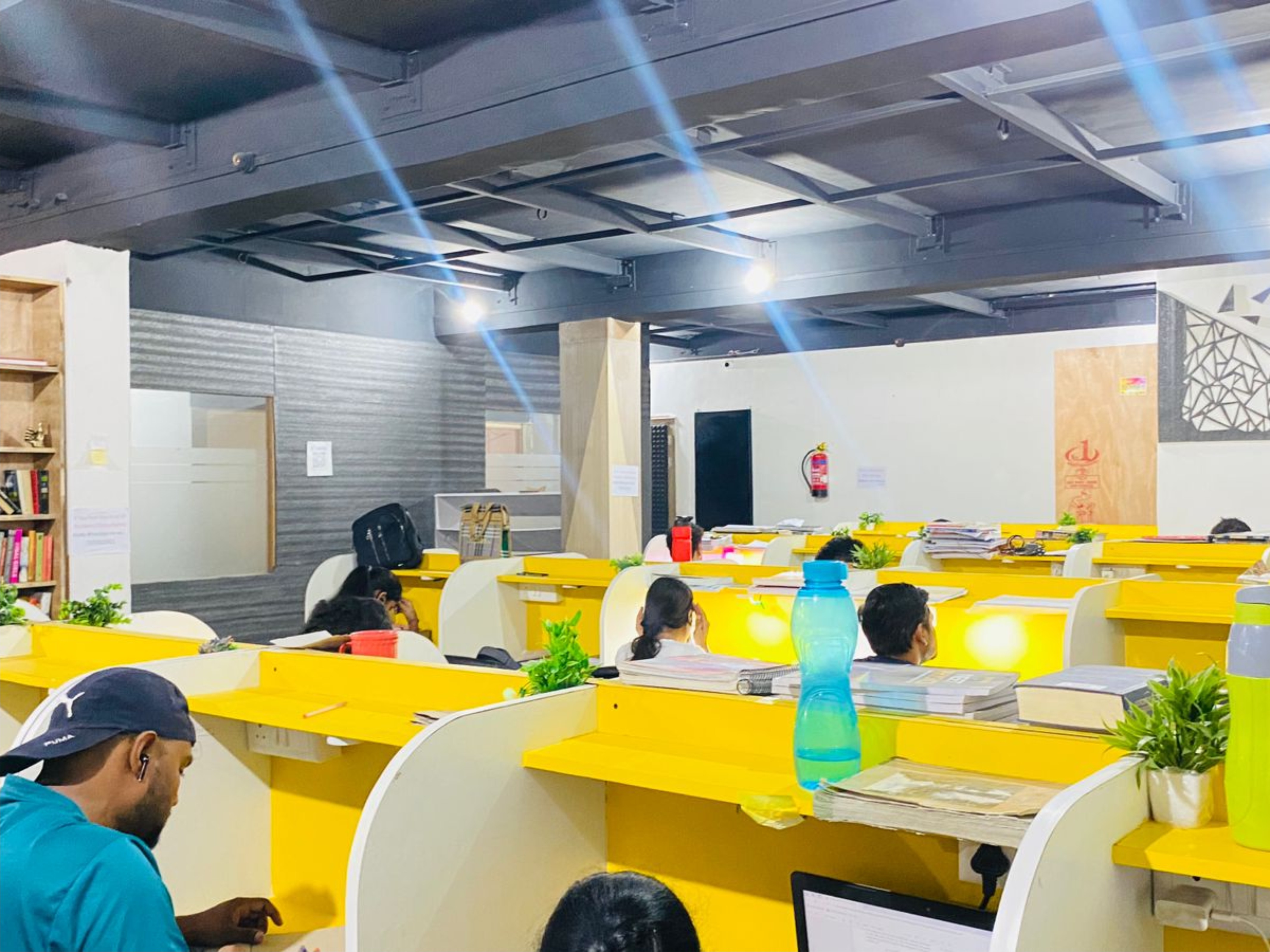 Students taking a mock test in the library