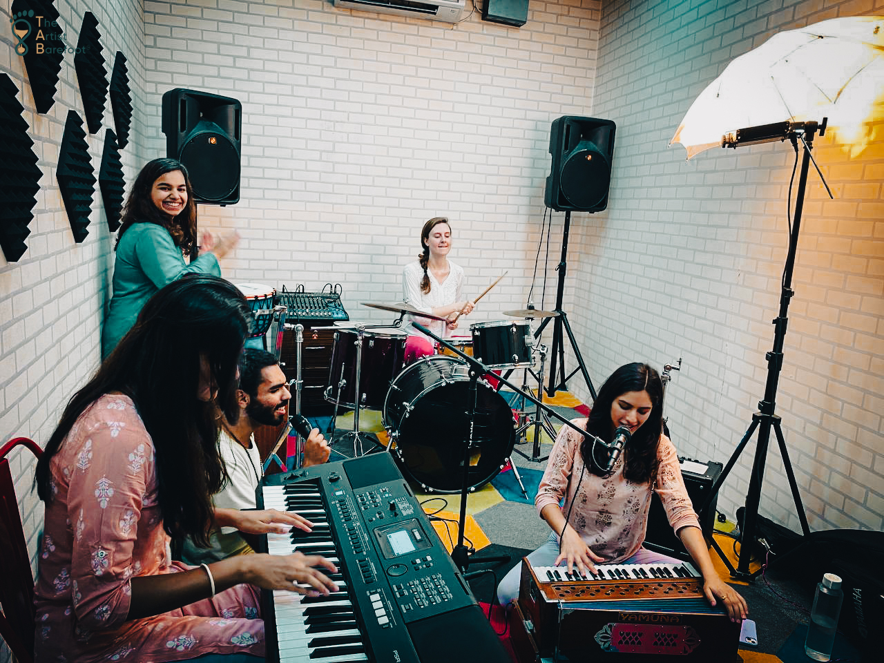 Students practicing vocal techniques in a singing class